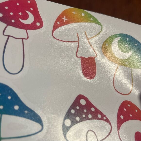 6 Rainbow Magic Mushrooms Vinyl Decals - Picture 3 of 8